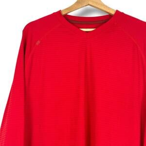 Rhone Reign Long Sleeve Shirt Red Performance Top Size XL Stretch Athletic Fit